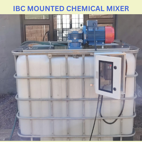 IMAGE OF IBC MOUNTED CHEMICAL MIXER.